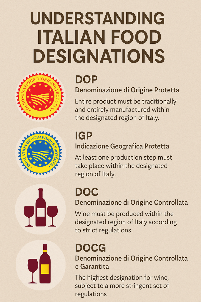 Infographic on understanding Italian Food Designations