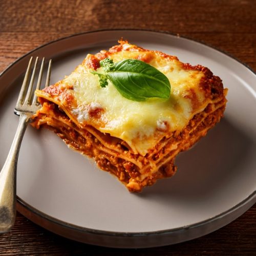 A plate of lasagna