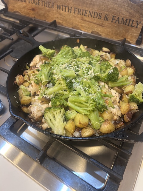 Chicken and Potato Skillet Hash with Broccoli & Parmesan
