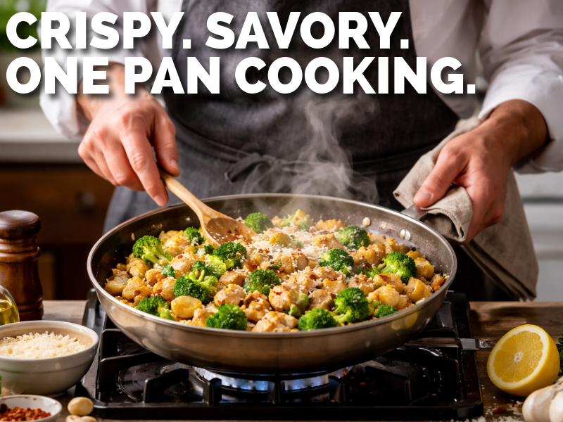 Chicken and Potato Skillet Hash with Broccoli & Parmesan